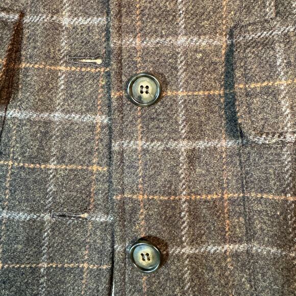 Peruvian Connection Plaid Tartan Belmont Blazer Brown Orange 100% Lambswool Sz 4 - Picture 11 of 13